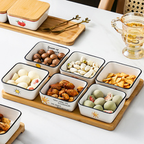 Thai nostalgia Creative Japanese sashimi plate Sushi grid plate Fruit household separation sauce nut plate Preparation plate 647