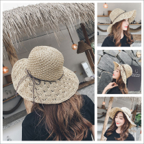 Beach hat female small fresh seaside sun hat sunscreen beach travel large eaves can be disassembled to cover the face seaside vacation