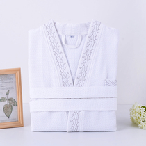 Five-star hotel bathrobe for men and women cotton gowns Thin summer long cotton couple absorbent waffle bathrobe