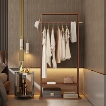 U Home | New Chinese hung clothes hanger floor bedroom solid wood clothes hat rack double set with household minimalist clothes rack
