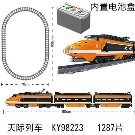 中国铁路老式绿皮火车前进型蒸汽机车重载列车轨道高难度拼装积木