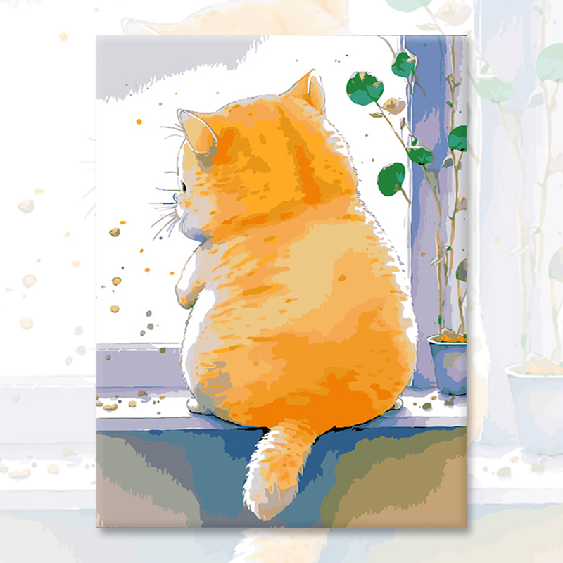 diy数字油画2025新款猫可爱卡通动漫手工填色填充油彩画画装饰画