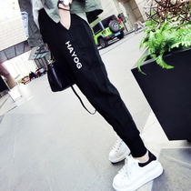 Pear-shaped body pants female plus size fat mm thin velvet slacks Fat sister loose high-waisted radish haroon pants