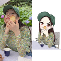 Dirizeba with the same design Sensation Shredded Floral Oil Painting Sensation Goat Leg Shirt Lining with foam sleeves Summer freshener 100 lap straight.