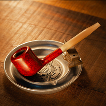 Dahan pipe original pencil rod straight bucket big natural horn mouth Italian heather handmade retro