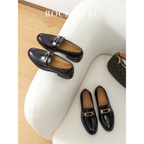 Small leather shoes womens British academy style 2022 new autumn winter womens shoes block heel square buckle single shoe one foot loafer shoes