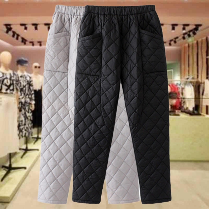 Cotton trousers for middle-aged and elderly women plus fat plus size thick fashion solid color fat mother winter high waist warm pants for outerwear