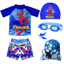 Large medium and small boys swimsuit suit split set cartoon anime Superman Spider-Man childrens swimsuit Boy Hot Spring