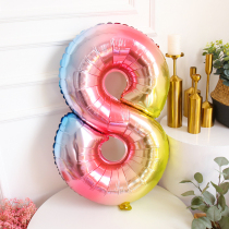 32 Inch Gradient Color Aluminum Film Digital Balloon 100 Days Birthday Arrangement Scene Decoration Table White Room Decoration