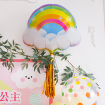 Rainbow Clouds Flower With Snowflake Aluminum Film Golden Flow Soda Party Room Arrangement Birthday Decoration Hotel Bag Room Background