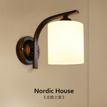 Glass small wall lamp facing down the stairs living room background wall bedside lamp E27 bulb three-color light LED can be 110V