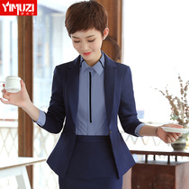 Small blazer female Korean professional suit 2021 Spring and Autumn New fried street temperament top size blue suit