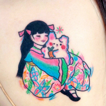 Color children cute personality clavicle tattoo stickers waterproof female durable small Qing Xinchao Net red ins Wind Hyuna