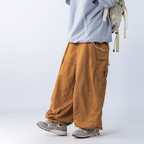 CTB Beer Skipper Day Ensemble Original Accommodation Loose Straight Barrel Fit Pants Mens Pocket Draw Rope Bunches Leggings Casual Pants