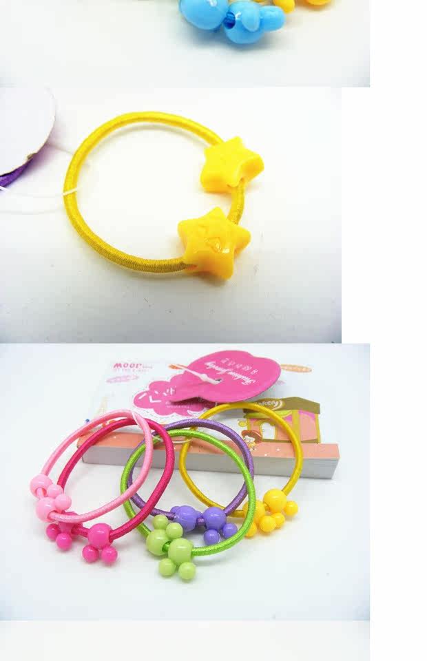 韩国儿童皮筋 发圈发绳 头饰可爱卡通头绳发饰饰品批发 5个装