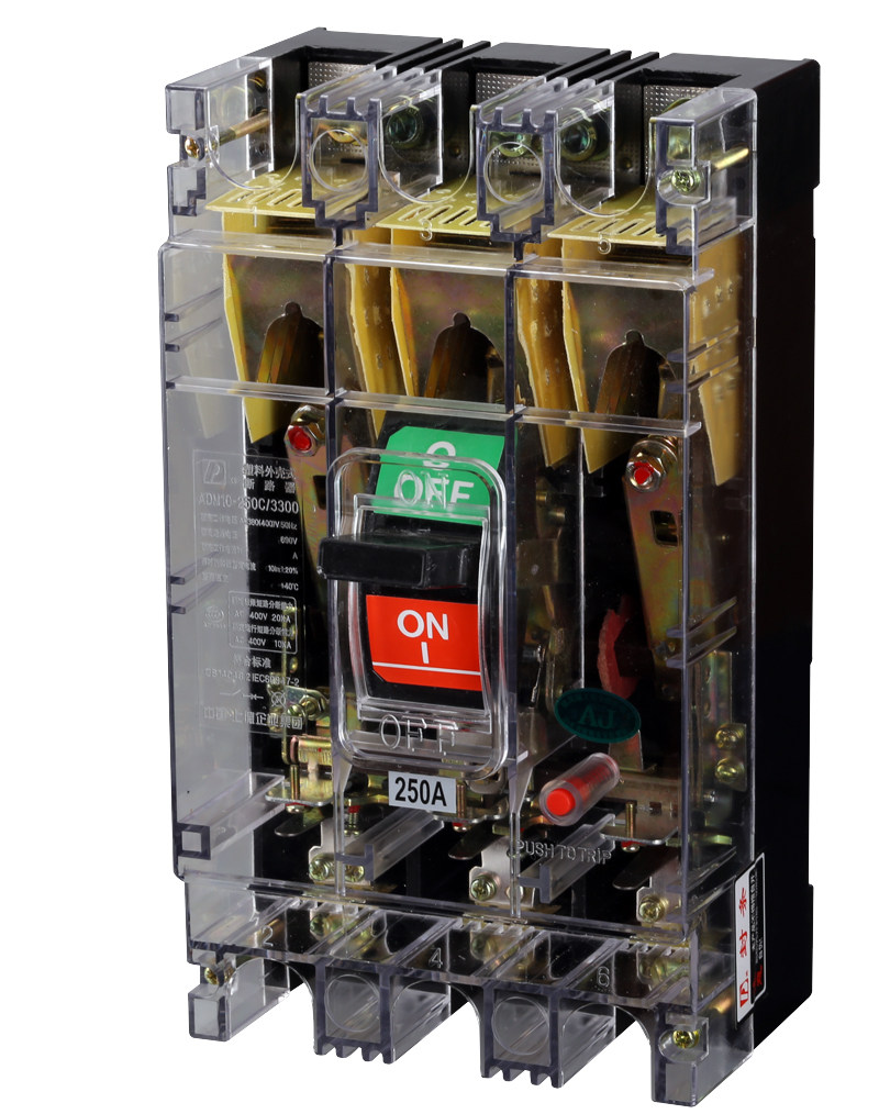 d牌三相三线塑壳断路器3p空气开关dz10 250 3300 250a透明