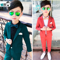 2021 Korean version of the childrens suit suit autumn boys small dress three-piece set of new host childrens clothing performance clothes