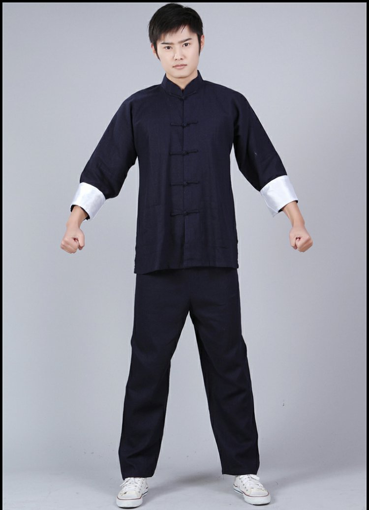 唐装 功夫衫 叶问同款咏春太极中国风马褂棉麻青年套装 李小龙