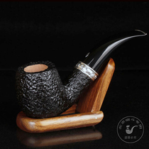 Italian Safin briar wood pipe 925 silver ring girl fountain engraved rough surface large curved pipe 616