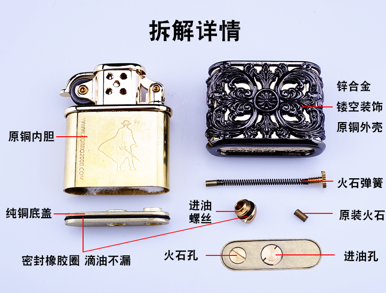 zorro佐罗煤油打火机重甲镂空盔甲防风创意复古老九门打火机古董_7折