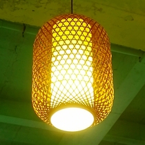 Courtyard ancient style cylindrical bamboo lantern catering hot pot restaurant bamboo woven lampshade hotel Tea House restaurant chandelier