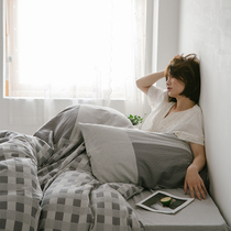 Organic Double Layer Yarn Full Cotton Four Pieces Sets Art Retro Soft Glutinous Thickening High Density Quilt Cover Quilt Cover Double Bed Accessories