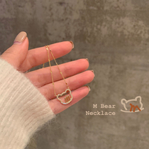 Simple bear necklace female light luxury niche design sense 2021 New Tide ins cold wind girlfriends choker
