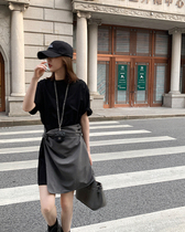 Xiaonian custom fake two pieces stitching T-shirt dress 2021 new summer thin design sense niche explosive