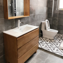 Day series log modern Nordic minimalist style solid wood rubber wood bath cabinet washing table floor cabinet