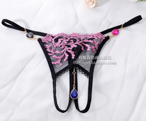 New luxury embroidery pendant thong womens sex underwear transparent lace open crotch underwear womens T pants