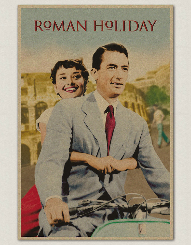 奥黛丽赫本 复古牛皮纸电影海报 欧美明星好莱坞酒吧咖啡店装饰画