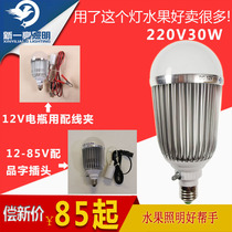 New one bright 220V adjustable color fruit light fresh pork bulb 12V special battery electric car ground showlight