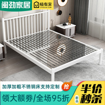 Stainless steel double bed Northern Europe light luxury metal 1 5 m single bed 1 8m bed minimal modern iron bed 1 2m