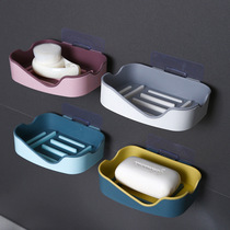 Contrast color soap box Nordic style double wall hanging drain fertilizer creative no nail free hollow hollow soap box storage soap rack
