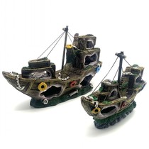 Pirate Ship Aquarium Fish Tank Creaty Decoration Boat Shelter From House Swing Piece Boat Hollow Resin Ship Small Wreck