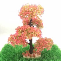 Fish tank landscaping decoration Home bonsai ornaments simulation rockery tree turtle tank set Purple plastic water plants