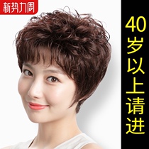 Wig womens short hair middle-aged and elderly headgear real hair set full real natural wig set real hair set send mom a new style