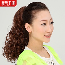 Wig female long hair fake ponytail strap style net red fashion medium-long curly hair big wave pear flower ponytail wig piece