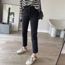 Show thin legs straight high waist small feet straight pants womens autumn small soft high elastic nine-point pants all-match cigarette pants
