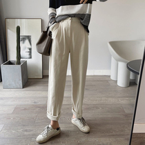 Autumn skin-friendly elastic elastic high waist loose harem casual pants womens 2022 new casual slimming tapered trousers