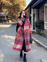 Lecea Alice Mao a coat of women with a long 2022 winter new retro loose temperament plaid coat