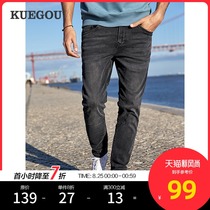  Cool clothes purchase mens jeans mens trend black washed old denim trousers autumn slim pants 2975