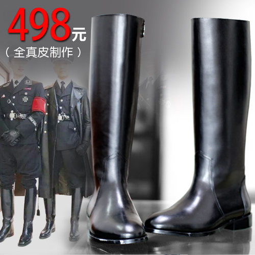 17马靴 男靴子高筒真皮 牛皮阅兵靴 仪仗队靴 男长军靴 骑士皮靴_7折