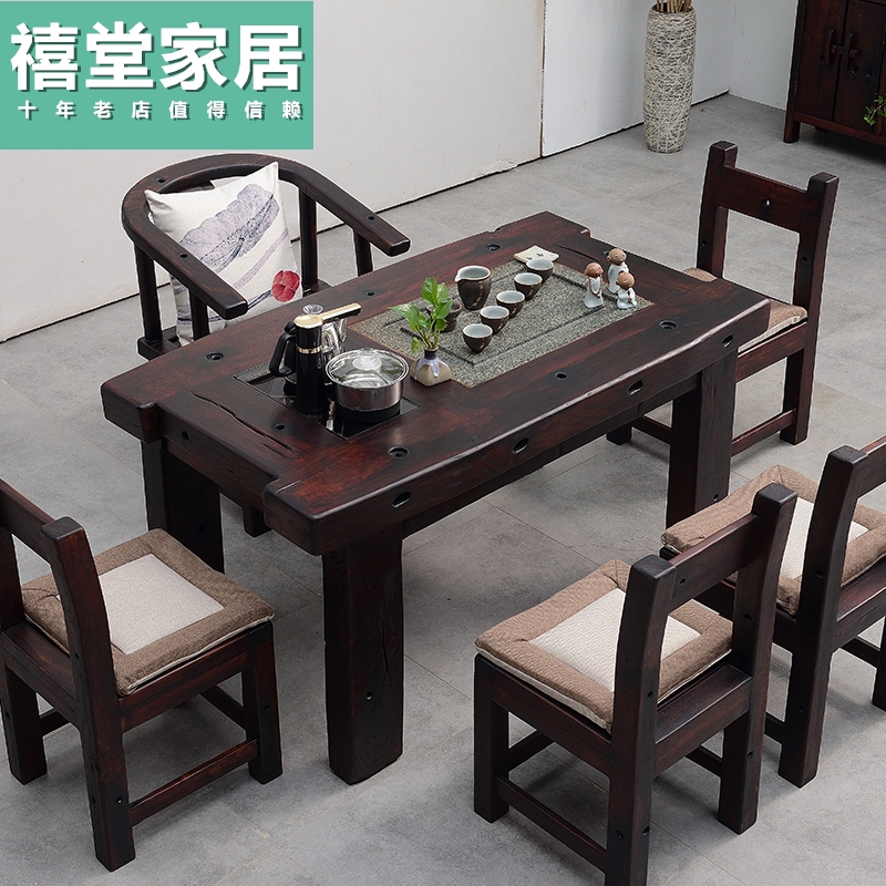 Tea table and chair solid wood home office balcony kung fu Tea Tea table set one small Tea table