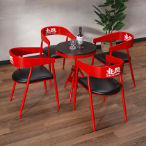 Industrial wind milk tea shop table and chair combination Net Red dining Round Table Coffee Table Cafe dining table chair bar iron art negotiation table