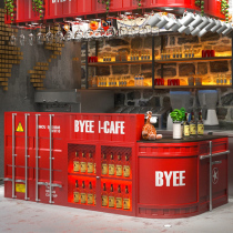 Bar cashier industrial wind iron vintage milk tea shop bar bar creative shop corner front desk reception desk
