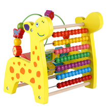 Multi-functional replica giraffe small chicken calculation rack Early teaching wooden arithmetic shelf Children study rack count Everest
