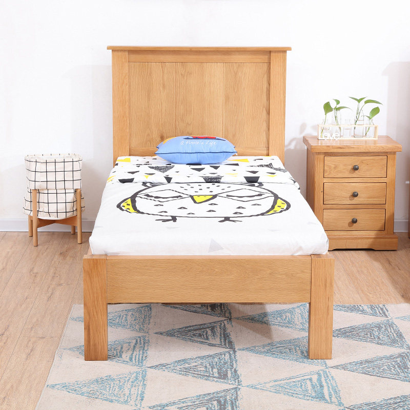 实木床0.9米单人床北欧现代简约卧室出口橡木单人小床儿童床