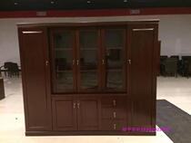 Small Household Type Bookcase Wood Leather Bookcase Office Filing Cabinet Solid Wood Leather Bookcase 4 Doors 5 Doors New Assembly Information Cabinet