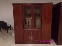 Post Wood Leather Bookcase Wood Leather Bookcase Fashion Solid Wood Leather Bookcase Cabinet Four Doors Bookcase Office Bookcase